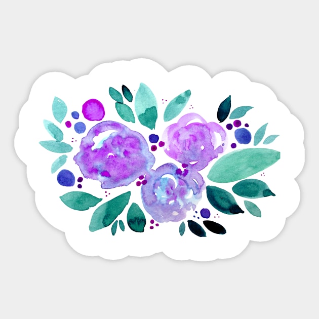 Watercolor flower bouquet - purple and green Sticker by wackapacka